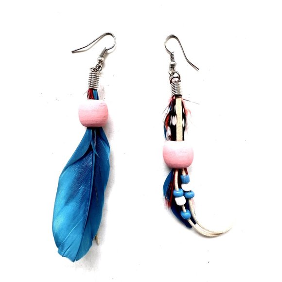 Seneca Feather BLUE Fashion Earring - Picture 2 of 3